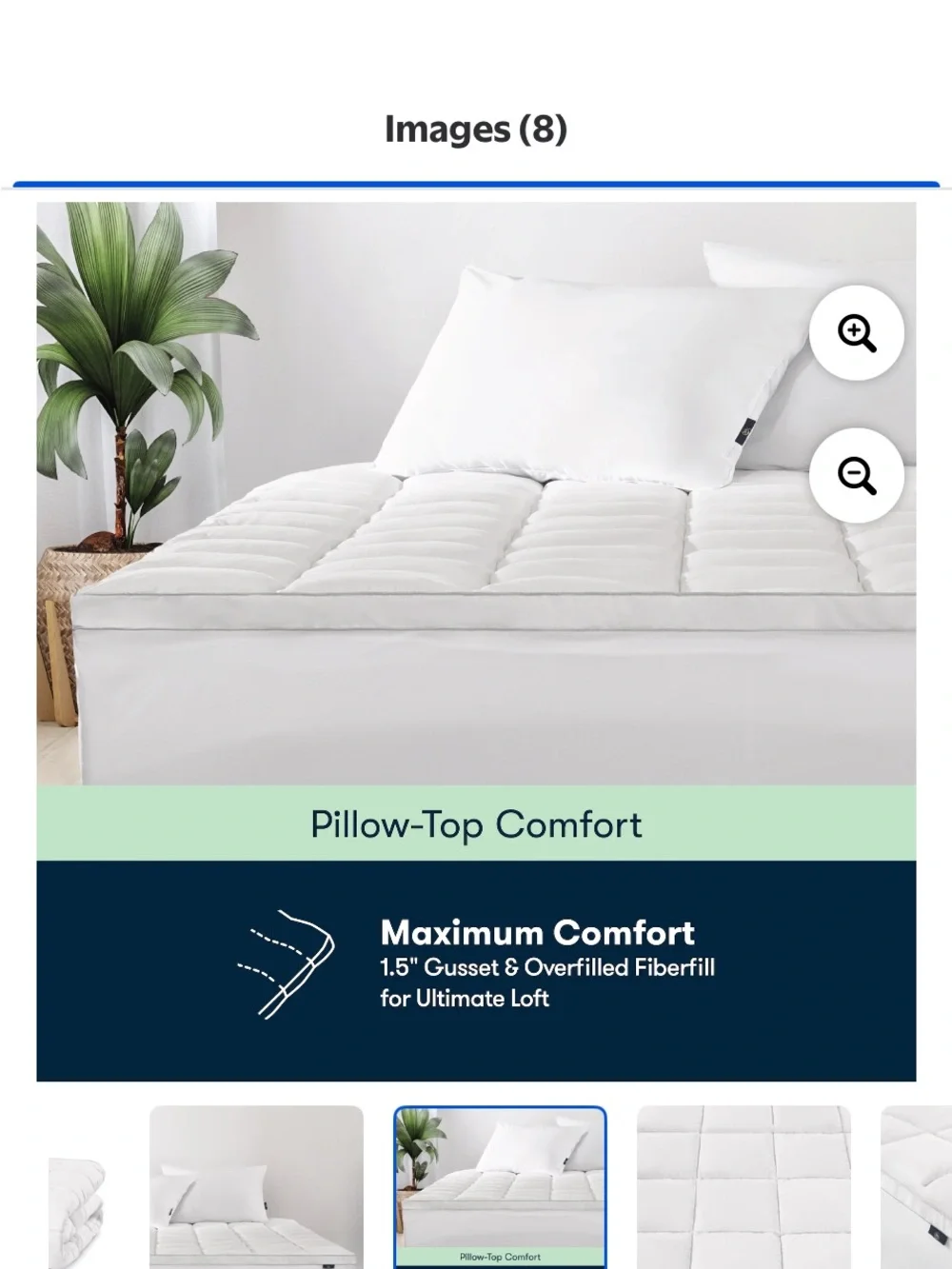 Serta Ultra Loft Pillow-Top Mattress Topper - White